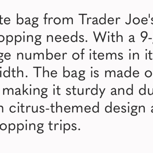Trader Joe’s Citrus Themed REUSEABLE TOTE BAG 100% Jute Burlap - Picture 3 of 3